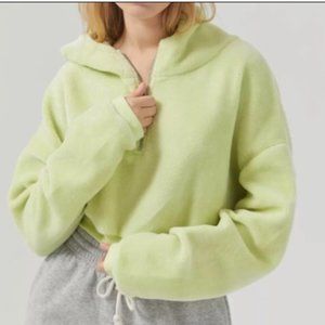 URBAN OUTFITTERS BDG Lime green hooded quarter zip